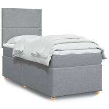 vidaXL világosszürke szövet rugós ágy matraccal 90 x 200 cm ágy és ágykellék