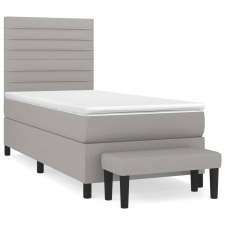 vidaXL világosszürke szövet rugós ágy matraccal 90 x 200 cm (3136645) ágy és ágykellék