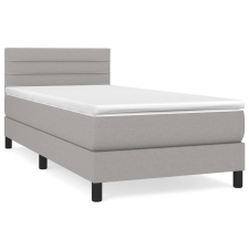 vidaXL világosszürke szövet rugós ágy matraccal 90 x 200 cm (3140105) ágy és ágykellék
