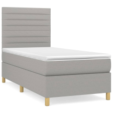 vidaXL világosszürke szövet rugós ágy matraccal 90 x 200 cm (3142385) ágy és ágykellék