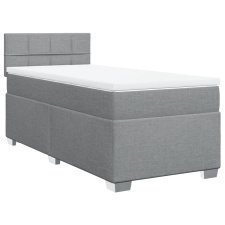 vidaXL világosszürke szövet rugós ágy matraccal 90 x 200 cm (3285771) ágy és ágykellék