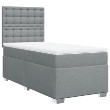 vidaXL világosszürke szövet rugós ágy matraccal 90 x 200 cm (3290385) ágy és ágykellék