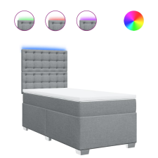 vidaXL világosszürke szövet rugós ágy matraccal 90 x 200 cm (3292685) ágy és ágykellék