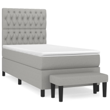 vidaXL világosszürke szövet rugós ágy matraccal 90x190 cm (3136797) ágy és ágykellék