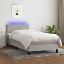 vidaXL világosszürke szövet rugós és LED-es ágy matraccal 100x200 cm ágy és ágykellék