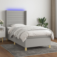 vidaXL világosszürke szövet rugós és LED-es ágy matraccal 100x200 cm ágy és ágykellék
