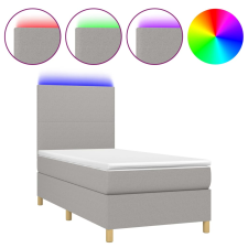 vidaXL világosszürke szövet rugós és LED-es ágy matraccal 100x200 cm (3135253) ágy és ágykellék