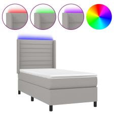 vidaXL világosszürke szövet rugós és LED-es ágy matraccal 100x200 cm (3138373) ágy és ágykellék