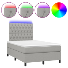 vidaXL világosszürke szövet rugós és LED-es ágy matraccal 120x190 cm ágy és ágykellék