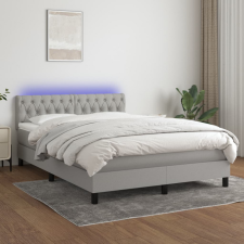 vidaXL világosszürke szövet rugós és LED-es ágy matraccal 140x190 cm ágy és ágykellék