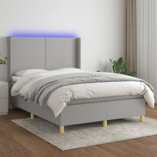 vidaXL világosszürke szövet rugós és LED-es ágy matraccal 140x190 cm ágy és ágykellék
