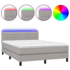 vidaXL világosszürke szövet rugós és LED-es ágy matraccal 140x190 cm (3133229) ágy és ágykellék