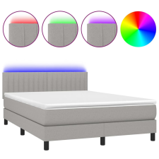 vidaXL világosszürke szövet rugós és LED-es ágy matraccal 140x190 cm (3133309) ágy és ágykellék