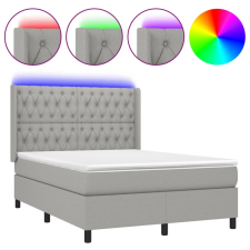 vidaXL világosszürke szövet rugós és LED-es ágy matraccal 140x190 cm (3138549) ágy és ágykellék