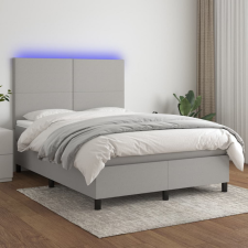 vidaXL világosszürke szövet rugós és LED-es ágy matraccal 140x200 cm ágy és ágykellék