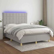 vidaXL világosszürke szövet rugós és LED-es ágy matraccal 140x200 cm ágy és ágykellék