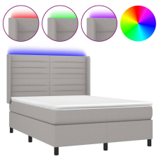 vidaXL világosszürke szövet rugós és LED-es ágy matraccal 140x200 cm (3138397) ágy és ágykellék