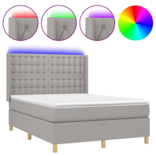 vidaXL világosszürke szövet rugós és LED-es ágy matraccal 140x200 cm (3139197) ágy és ágykellék