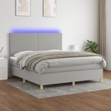 vidaXL világosszürke szövet rugós és LED-es ágy matraccal 160x200 cm ágy és ágykellék
