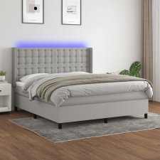 vidaXL világosszürke szövet rugós és LED-es ágy matraccal 160x200 cm ágy és ágykellék