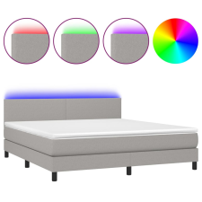 vidaXL világosszürke szövet rugós és LED-es ágy matraccal 160x200 cm (3133005) ágy és ágykellék
