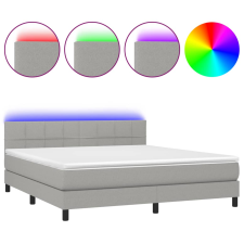 vidaXL világosszürke szövet rugós és LED-es ágy matraccal 160x200 cm (3133173) ágy és ágykellék