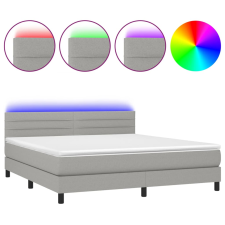 vidaXL világosszürke szövet rugós és LED-es ágy matraccal 160x200 cm (3133245) ágy és ágykellék