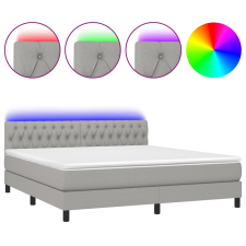 vidaXL világosszürke szövet rugós és LED-es ágy matraccal 160x200 cm (3133405) ágy és ágykellék