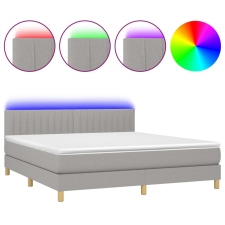 vidaXL világosszürke szövet rugós és LED-es ágy matraccal 160x200 cm (3133893) ágy és ágykellék