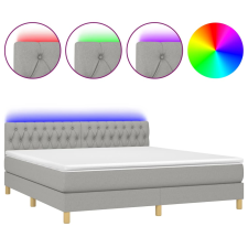 vidaXL világosszürke szövet rugós és LED-es ágy matraccal 160x200 cm  (3133965) ágy és ágykellék