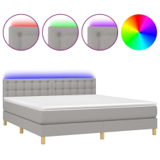 vidaXL világosszürke szövet rugós és LED-es ágy matraccal 160x200 cm (3134053) ágy és ágykellék