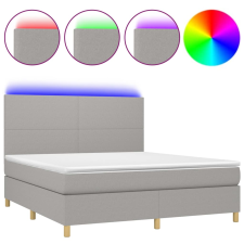 vidaXL világosszürke szövet rugós és LED-es ágy matraccal 160x200 cm (3135285) ágy és ágykellék
