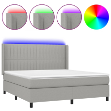 vidaXL világosszürke szövet rugós és LED-es ágy matraccal 160x200 cm (3138493) ágy és ágykellék