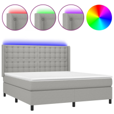 vidaXL világosszürke szövet rugós és LED-es ágy matraccal 160x200 cm (3138653) ágy és ágykellék