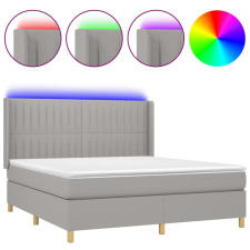 vidaXL világosszürke szövet rugós és LED-es ágy matraccal 160x200 cm (3139053) ágy és ágykellék