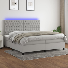 vidaXL világosszürke szövet rugós és LED-es ágy matraccal 200x200 cm ágy és ágykellék