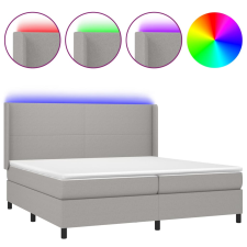 vidaXL világosszürke szövet rugós és LED-es ágy matraccal 200x200 cm (3138181) ágy és ágykellék