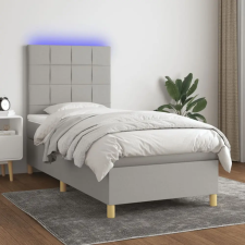 vidaXL világosszürke szövet rugós és LED-es ágy matraccal 90x190 cm ágy és ágykellék