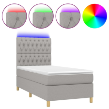 vidaXL világosszürke szövet rugós és LED-es ágy matraccal 90x190 cm (3135637) ágy és ágykellék