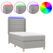 vidaXL világosszürke szövet rugós és LED-es ágy matraccal 90x200 cm (3138925) ágy és ágykellék