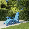vidaXL Vízkék HDPE kerti adirondack szék lábtartóval