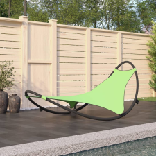 vidaXL zöld acélvázas és textilén szövet hintázó napozóágy kerékkel kerti bútor