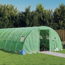 vidaXL zöld acélvázas melegház 64 m² 16 x 4 x 2 m kerti tárolás