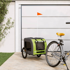 vidaXL zöld és szürke szövet és vas kutyaszállító kerékpár utánfutó szállítóbox, fekhely kutyáknak