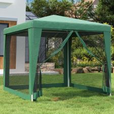vidaXL Zöld HDPE rendezvénysátor 4 hálós oldalfallal 2,5x2,5 m kerti bútor
