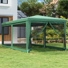 vidaXL zöld HDPE rendezvénysátor 6 hálós oldalfallal 3x6 m kerti bútor