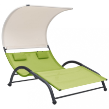 vidaXL Zöld kétszemélyes textilén napozóágy napellenzővel kerti bútor