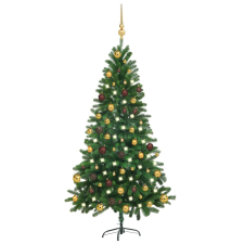 vidaXL zöld műkarácsonyfa LED-ekkel és gömbszettel 150 cm karácsonyi dekoráció