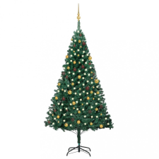 vidaXL zöld műkarácsonyfa LED-ekkel és gömbszettel 240 cm műfenyő