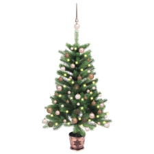 vidaXL zöld műkarácsonyfa LED-ekkel és gömbszettel 65 cm (3077637) műfenyő